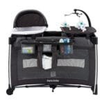 Pamo Babe 4 in 1 Portable Baby Crib Deluxe Nursery Center, Foldable Travel Playard with Bassinet, Mattress, Changing Table for Newborn, Infant, Toddler(Grey)
