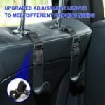 Amooca Headrest Hooks for Car Adjustable 4 Pack Vehicle Seat Back Organizer Storage Hanger Holder for Purse Bags Universal Fit with Clip Black