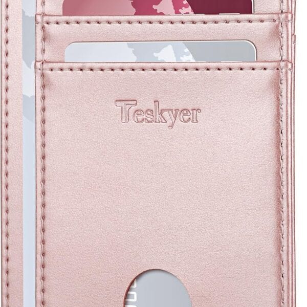 Teskyer Slim Wallet for Men, Minimalist Front Pocket RFID Blocking Leather Wallet Credit Card Holder for Men & Women