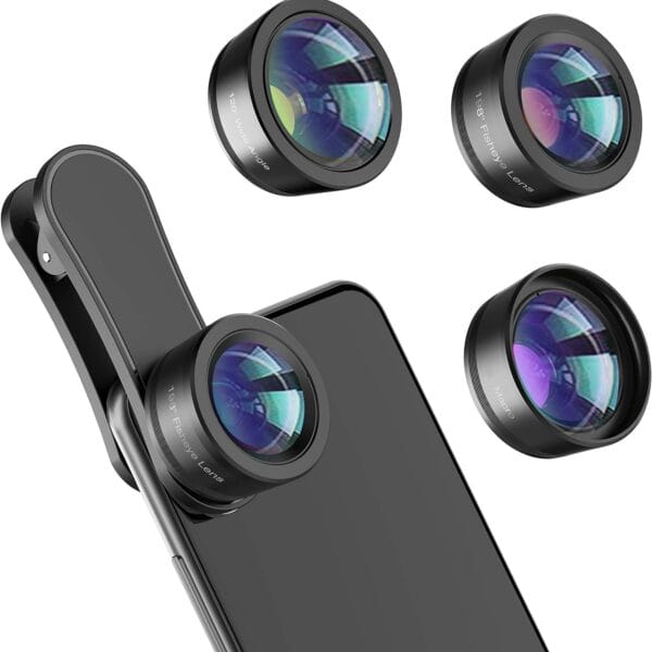 Upgraded 3 in 1 Phone Camera Lens kit-198 Fisheye Lens + Macro Lens + 120 Wide Angle Lens,Clip on Cell Phone Lens Kit Compatible with iPhone Samsung Android Smartphones