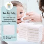 Cute Castle 12 Pack Muslin Burp Cloths for Baby – Ultra-Soft 100% Cotton Baby Washcloths – Large 20” by 10” Super Absorbent Milk Spit Up Rags – Burpy Cloths for Unisex, Boy, Girl – White