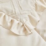 Tufted Ruffle Crib Bedding Set 3 Pieces Baby Boho Quilted Comforter with Fitted Sheet and Bed Skirt – Cute Ruffled Shabby Chic Baby Bedding Soft Blanket Design Cream White