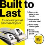 Nail Clippers Set – Ultra Sharp, Sturdy, Stainless Steel Fingernail & Toenail Clipper Cutters with Nail File – Silver