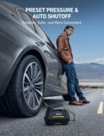 AstroAI Tire Inflator Portable Air Compressor Tire Air Pump for Car Tires – Car Accessories, 12V DC Auto Pump with Digital Pressure Gauge, Emergency LED Light for Bicycle, Balloons, Yellow