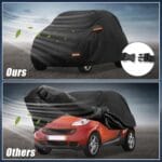 X AUTOHAUX Car Cover for Smart Fortwo 2007-2019 210D-PU Outdoor Full Car Cover All Weather with Door Zipper for Waterproof Windproof Sun Rain Snow Protection