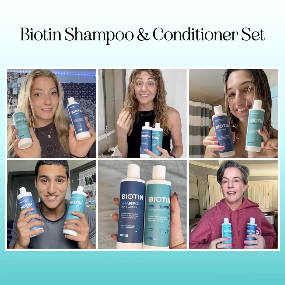 Volumizing Biotin Shampoo and Conditioner Set – Sulfate Free Shampoo and Conditioner for Dry Damaged Hair Care – Thinning Hair Shampoo and Conditioner with Nourishing Biotin and Rosemary Oil (8oz)