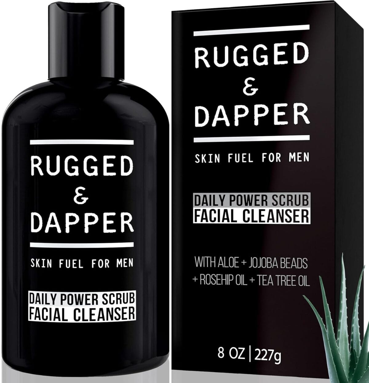 RUGGED & DAPPER Daily Power Scrub | 8 oz | Premium Exfoliating Mens Face Wash | Deep Cleans + Prevents Breakouts | Face Wash Men's | Natural Ingredients | Made in USA