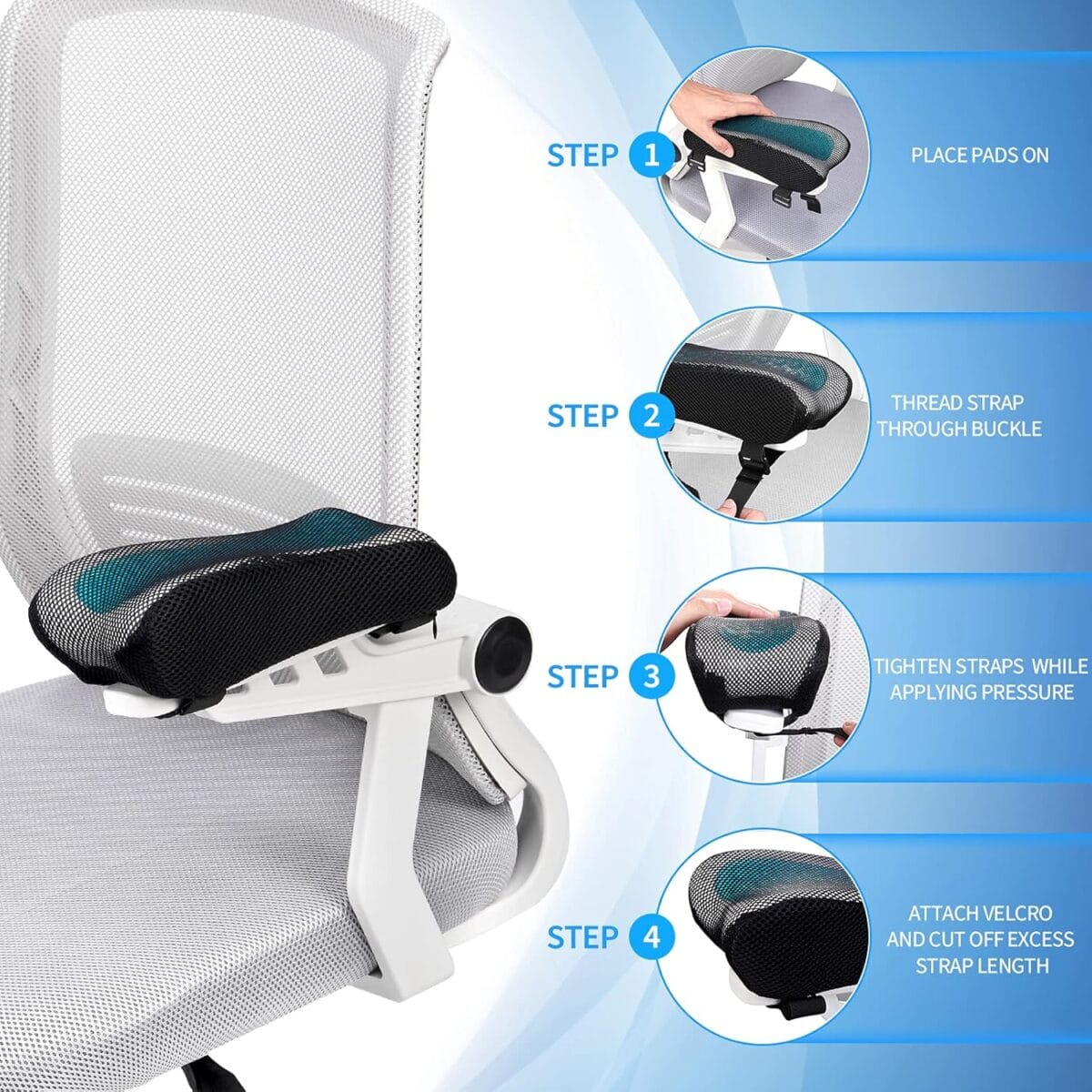 BEAUTRIP Ergonomic Armrest Pads- Office Chair Arm Rest Cover Pillow – Elbow Support Cushion for Computer, Gaming and Desk Chairs (Set of 2, Mesh Cover)