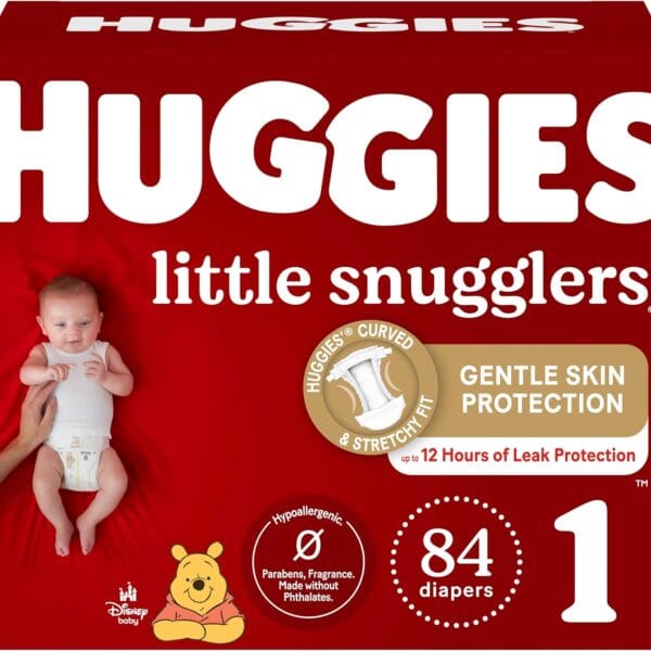 Huggies Little Snugglers Baby Diapers, Size 1 (8-14 lbs), 84 Ct, Newborn Diapers