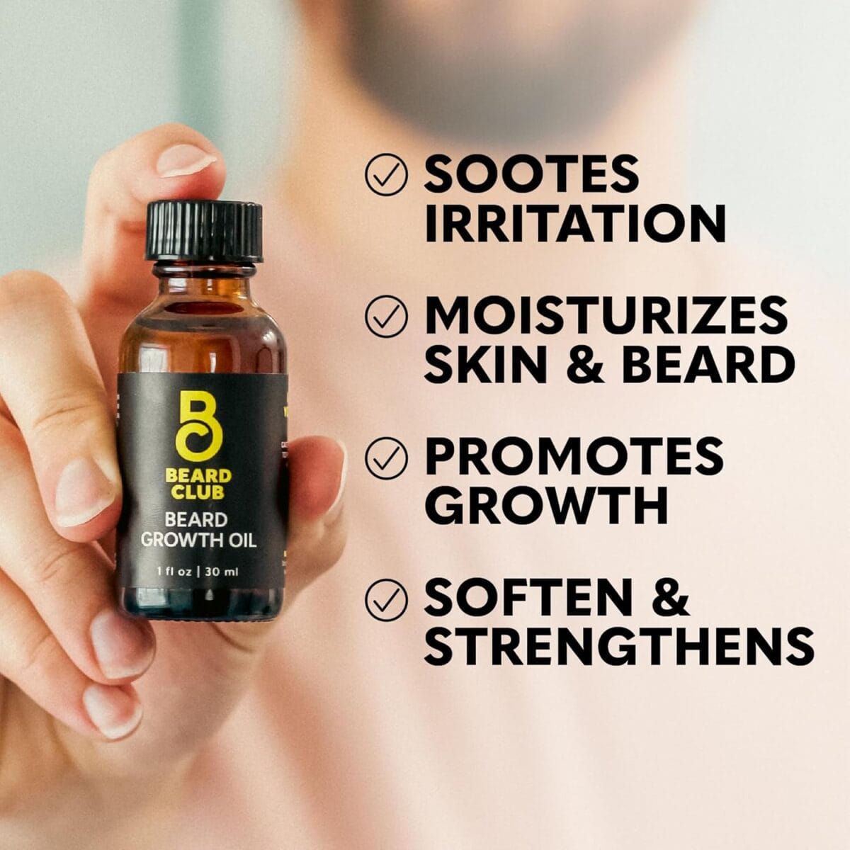 Beard Club – Beard Growth Serum with Natural Castor, Coconut and Avocado to Grow a Thicker, Fuller Beard, Fill in Patches and Stimulate Healthier Facial Hair Growth