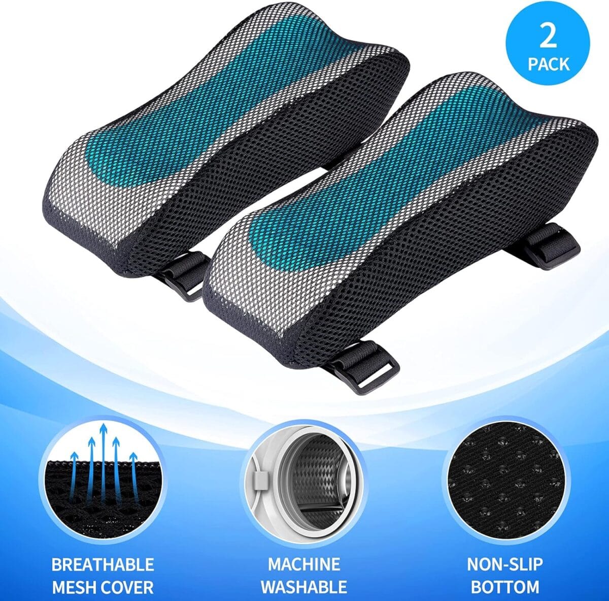 BEAUTRIP Ergonomic Armrest Pads- Office Chair Arm Rest Cover Pillow – Elbow Support Cushion for Computer, Gaming and Desk Chairs (Set of 2, Mesh Cover)
