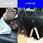 Amooca Headrest Hooks for Car Adjustable 4 Pack Vehicle Seat Back Organizer Storage Hanger Holder for Purse Bags Universal Fit with Clip Black