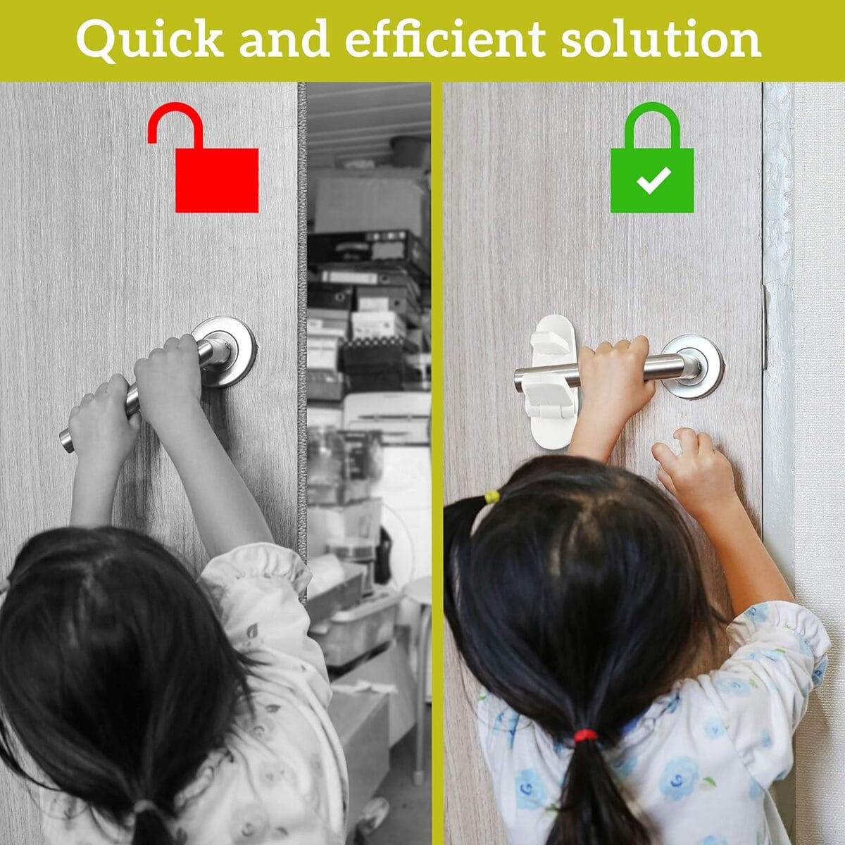 Door Lever Lock (2 Pack)  Prevents Toddlers from Opening Doors  Easy One-Hand Operation for Adults  Durable ABS with 3M Adhesive Backing  No Tools Needed for Install