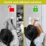 Door Lever Lock (2 Pack) Prevents Toddlers from Opening Doors Easy One-Hand Operation for Adults Durable ABS with 3M Adhesive Backing No Tools Needed for Install