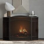 Fire Beauty Fireplace Screen 3 Panel Wrought Iron 48″(L) x 29″(H) Spark Guard Cover(Black)