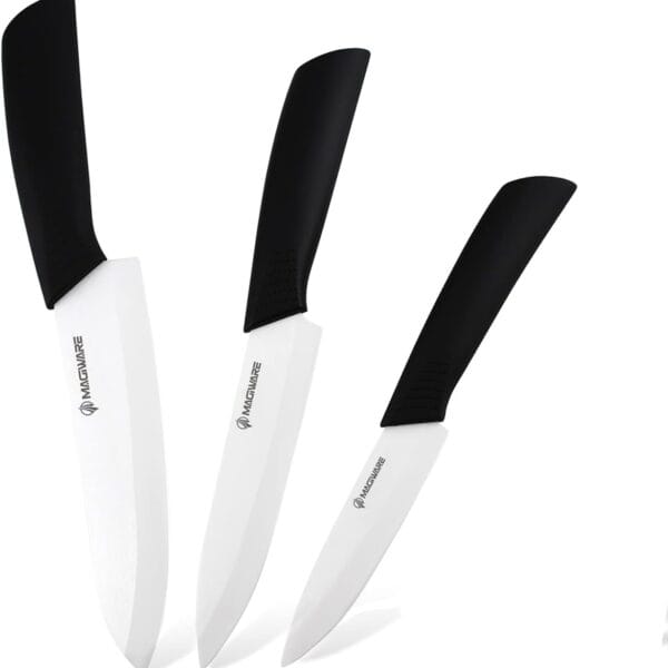 Classic 3PCS Ceramic Knife Set with Cover, Super Sharp Never Rust Healthy (6" Ceramic Chef Knife, 5" Solution Knife4 "Classic Paring Knife)
