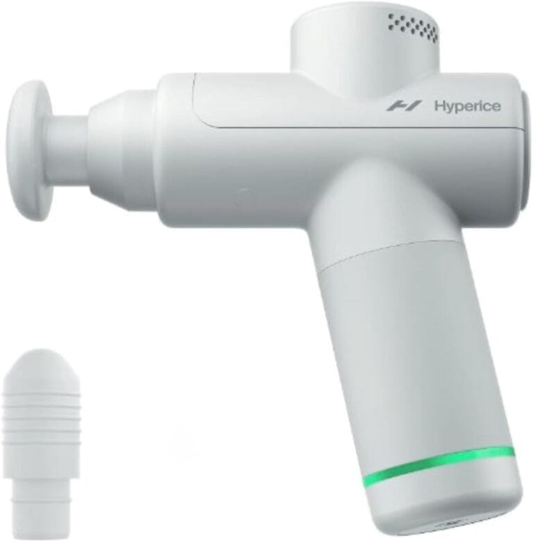 Hyperice Hypervolt Go 2 - Featuring Quiet Glide Technology - Handheld Percussion Massage Gun - 3 Speeds, 2 Interchangeable Heads - Helps Relieve Sore Muscles and Stiffness - FSA and HSA Eligible
