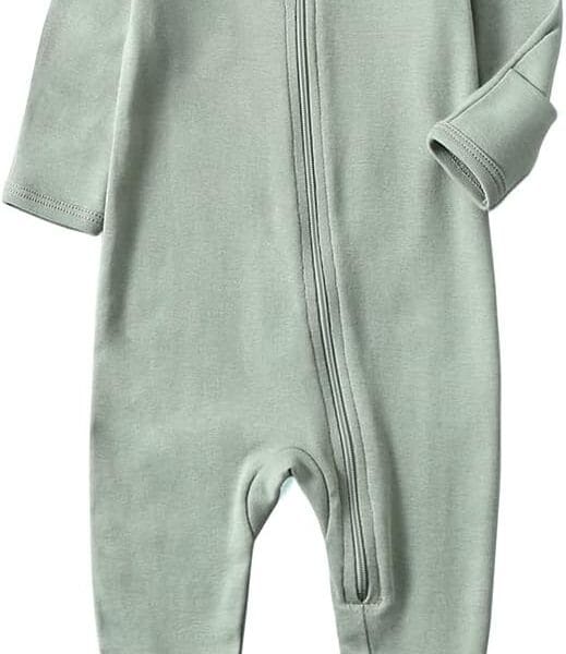 O2 BABY Baby Boys Girls Organic Cotton Zip-Front Sleeper Pajamas, Footed Sleep 'n Play