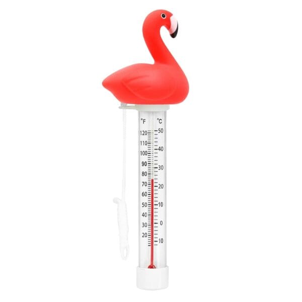 XY-WQ Floating Pool Thermometer, Large Size Easy Read for Water Temperature with String - Swimming Pools, Spas, Hot Tubs, Ponds (Flamingo)
