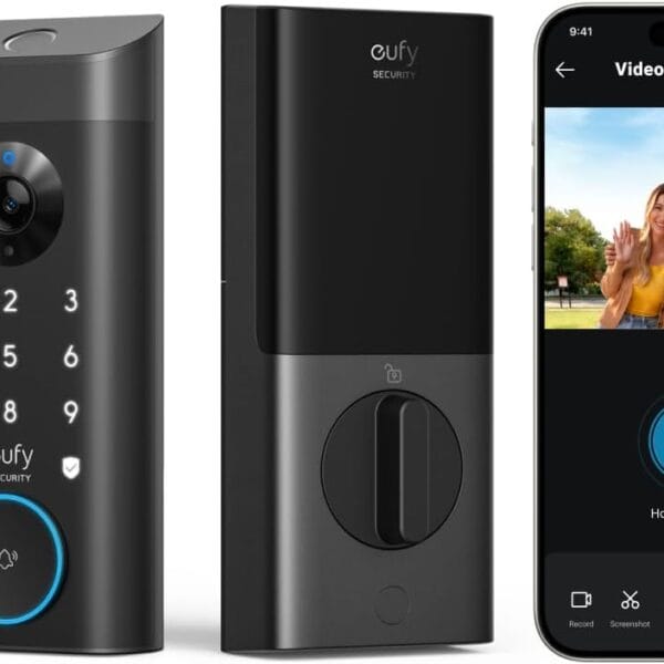 eufy Security Video Smart Lock E330, 3-in-1 Camera+Doorbell+Fingerprint Keyless Entry Door Lock, Smart Built-in Wi-Fi Deadbolt for Front Door, Auto Lock, App Remote Control, Easy Installation
