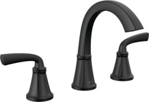 Delta Faucet Geist Widespread Bathroom Faucet 3 Hole, Matte Black Bathroom Faucet, Bathroom Sink Faucet, Bathroom Faucets for Sink 3 Hole, Drain Assembly Included, Matte Black 35864LF-BL
