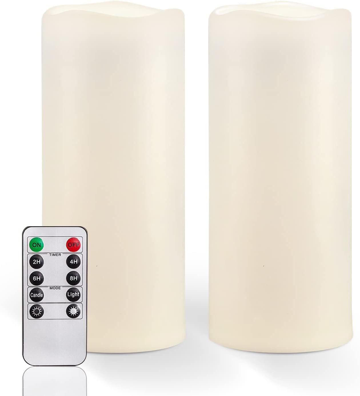 Homemory 10" X 4" Large Waterproof Outdoor Flameless Candles With Remote Control And Timer, Battery Operated Flickering LED Pillar Candles For Outdoor Larterns, Porch, Long Lasting, Set Of 2 Homemory 10" x 4" Large Waterproof Outdoor Flameless Candles with Remote Control and Timer, Battery Operated Flickering LED Pillar Candles for Outdoor Larterns, Porch, Long Lasting, Set of 2