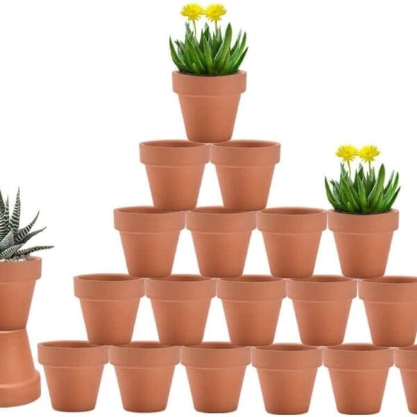 vensovo 3 Inch Terra Cotta & Terracotta Pots with Drainage - 20 Pack Clay Flowerpots, Succulent Nursery Planter Great for Plants, Crafts, Wedding Favor