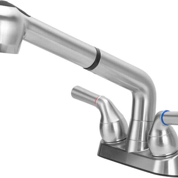 Utility Sink Faucet,Universal Laundry Tub ABS Plastic Faucet with Sprayer,Dual Handle Pull Out Faucet, Chrome Finish Laundry & Utility Room Sink Faucets,4 Inch Center Set