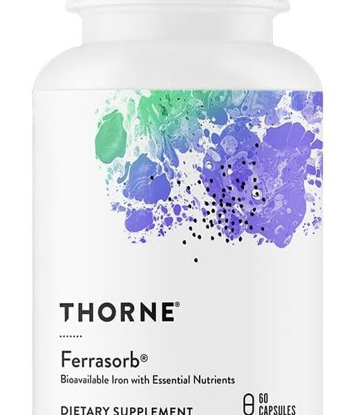THORNE Ferrasorb - 36 mg Iron with Essential Nutrients - Complete Blood Support Formula* - Elemental Iron, Folate, B and C Vitamins for Optimal Absorption - Gluten-Free - 60 Capsules