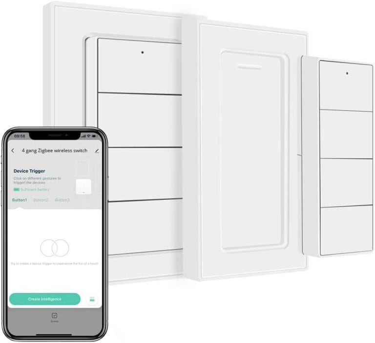 Wireless Zigbee Smart Button, 4-Way Remote Control Button Switch for Smart Home Devices, Scene Controller, Compatible with Tuya, Home Assistant, Homey, Hubitat, Requires Tuya Zigbee Hub