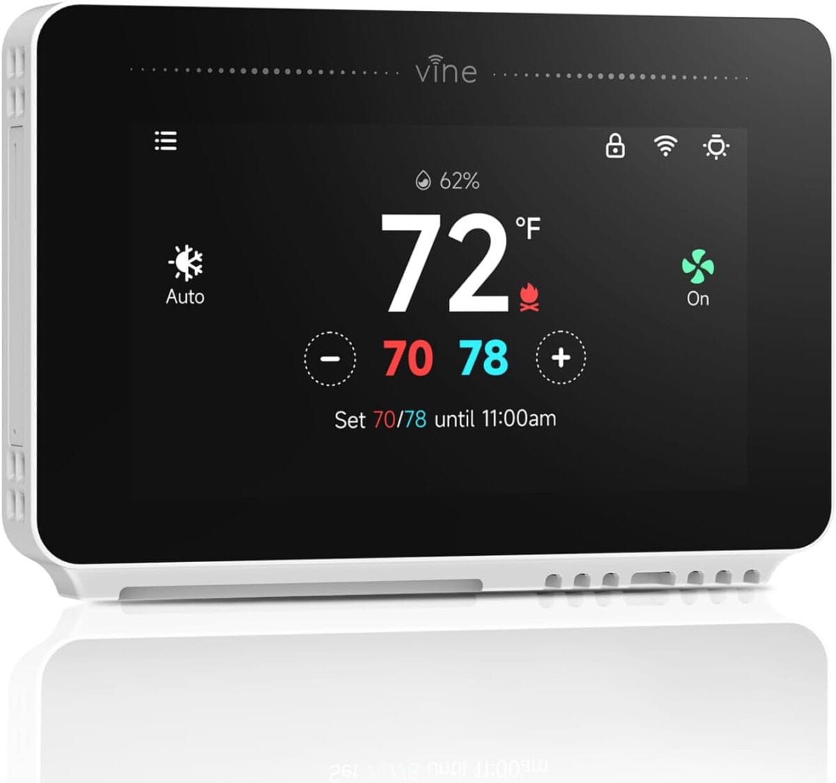 vine Programmable Thermostat for House with 4.3" Touch Screen, WiFi Smart Home Thermostat for AC and Heating, App/Voice Control, Compatible with Alexa and Google Assistant, C-Wire Required, TJ-919T