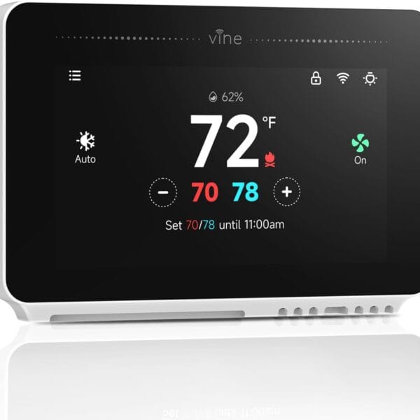 vine Programmable Thermostat for House with 4.3" Touch Screen, WiFi Smart Home Thermostat for AC and Heating, App/Voice Control, Compatible with Alexa and Google Assistant, C-Wire Required, TJ-919T