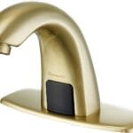 Charmingwater Touchless Bathroom Sink Faucet, Motion Automatic Sensor Faucet with Hole Cover Plate, Brushed Gold