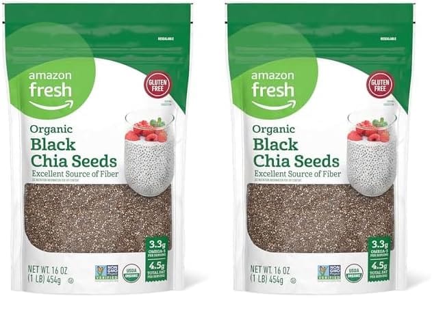 Amazon Brand - Happy Belly Organic Black Chia Seeds 1 lb (Pack of 2)