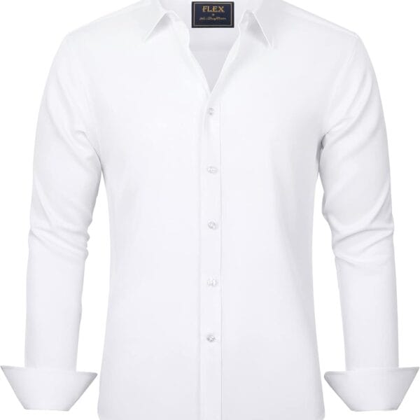 J.VER Men's Dress Shirts Solid Long Sleeve Stretch Wrinkle-Free Formal Shirt Business Casual Button Down Shirts