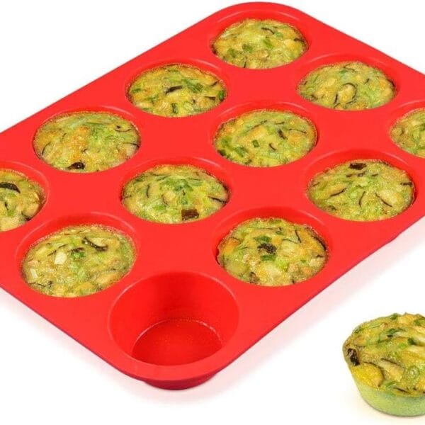 CAKETIME 12 Cups Silicone Muffin Pan - Nonstick Cupcake Pan 1 Pack Regular Size Silicone Mold for Baking
