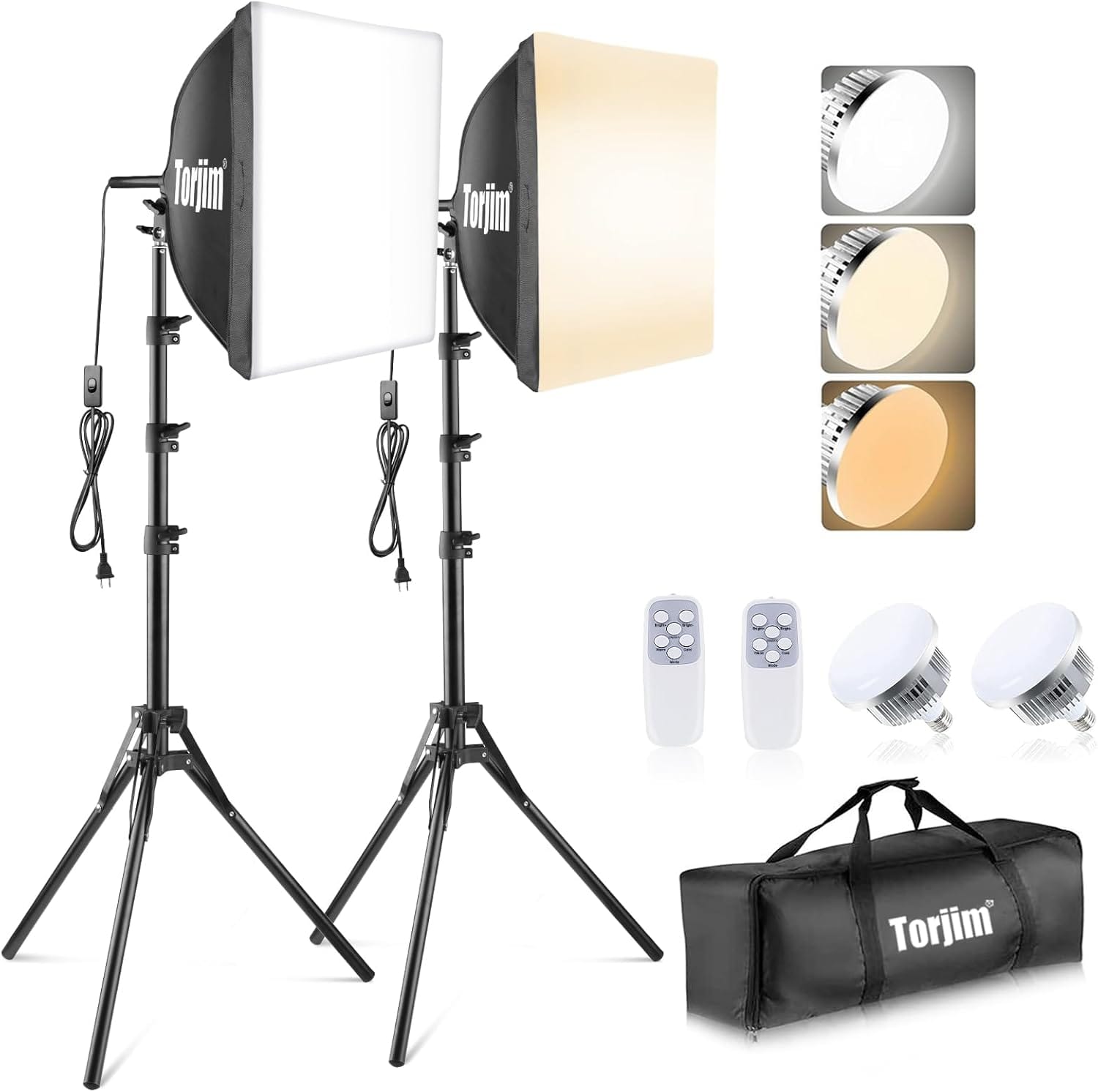 Torjim Softbox Photography Lighting Kit, 16'' X 16'' Professional Softbox Lighting Kit With 85W 3000 7500K LED Bulbs, Studio Lights For Photography/Video Recording/Live Streaming/Portraits Shooting Torjim Softbox Photography Lighting Kit, 16'' x 16'' Professional Softbox Lighting Kit with 85W 3000-7500K LED Bulbs, Studio Lights for Photography/Video Recording/Live Streaming/Portraits Shooting