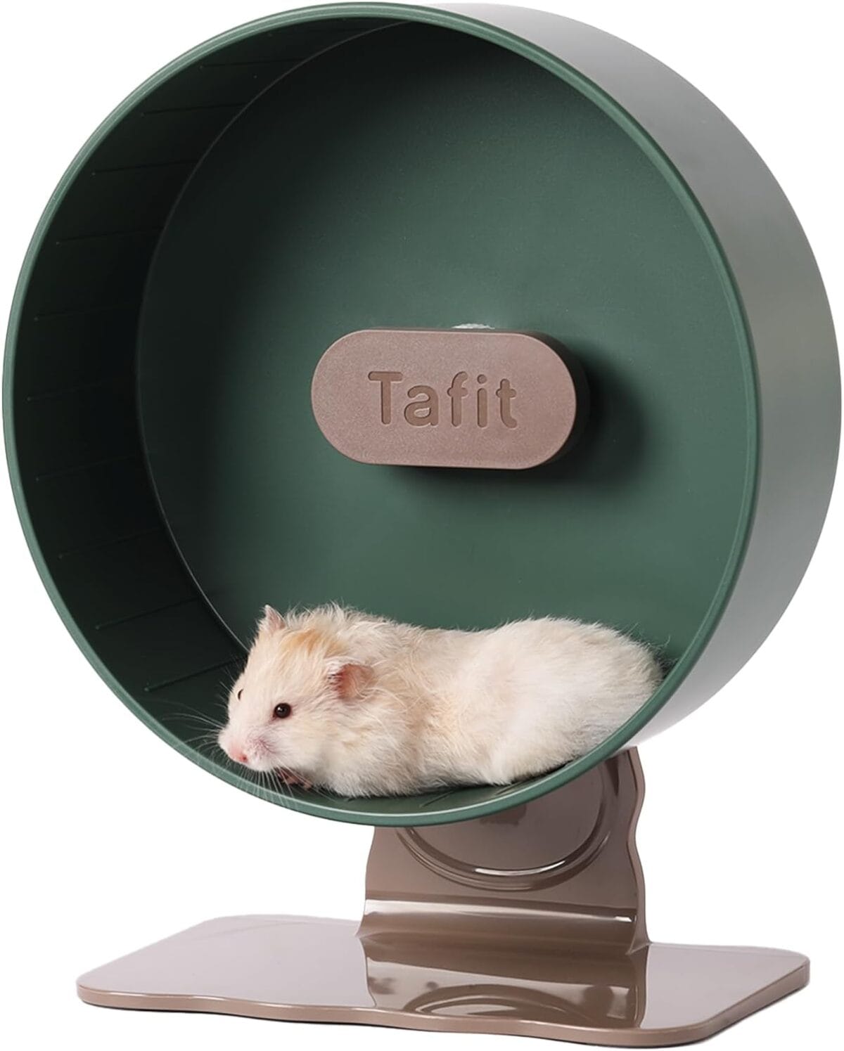 Quiet Hamster Wheel 10.2 Inch Dual-Bearings Silent Small Animals Running Exercise Wheel Height Adjustable for Syrian Dwarf Hamsters, Gerbils, Rats, or Other Small Pets, Avocado Green
