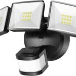 OREiN 3500LM/26W Flood Lights Outdoor, 240/40FT Big Motion Sensor Outdoor Lights Dusk to Dawn Security Lights IP65 Waterproof 3 Modes for Outside 3500SQ.FT Front Door, Garage, Black (Hardwired)