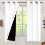 BGment White Blackout Curtains 63 Inch Long - Thermal Insulated Black Out Curtains for Bedroom Grommet Total Room Darkening Window Drapes for Summer Heat Blocking, 2 Panels, 42 x 63 Inch