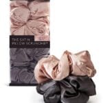Kitsch Satin Hair Scrunchies for Women, Softer Than Silk Scrunchies for Hair - No Damage Satin Hair Ties, Ponytail Holders, 2pc (Blush/Charcoal)