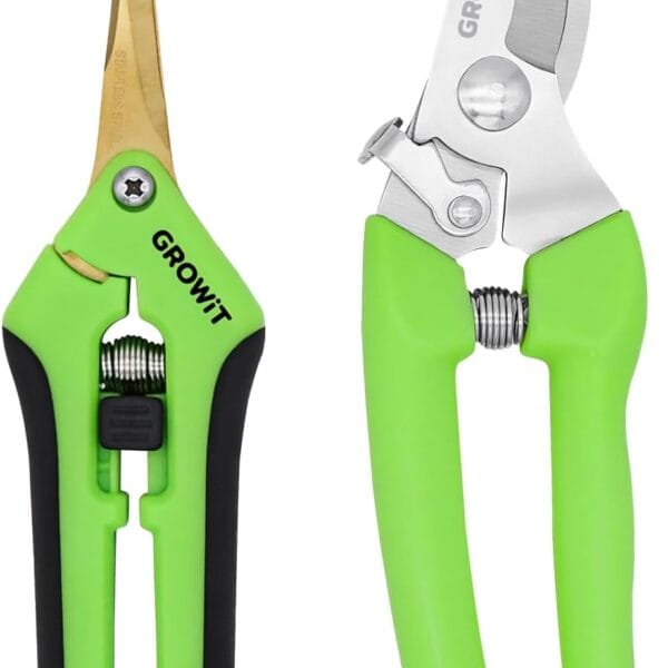 Pruning Shears & Gardening Scissors Set - 7" Titanium Coated Sharp Garden Clippers, Stainless Steel Flower Shears for Plant - Garden Pruners, Florist Scissors with Non-Slip Grip