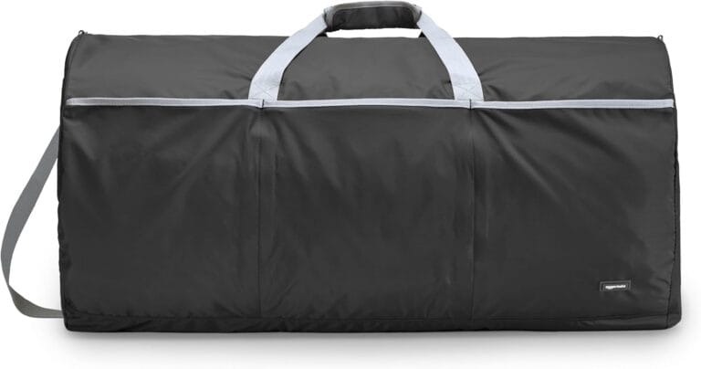 Amazon Basics 32" Extra Large Foldable Duffle Bag for Travel & Storage, with Exterior/Interior Zippered Pockets, Lightweight/Durable Nylon Material, 50-LBS Capacity, 9254 Cubic Inch (150L), Black