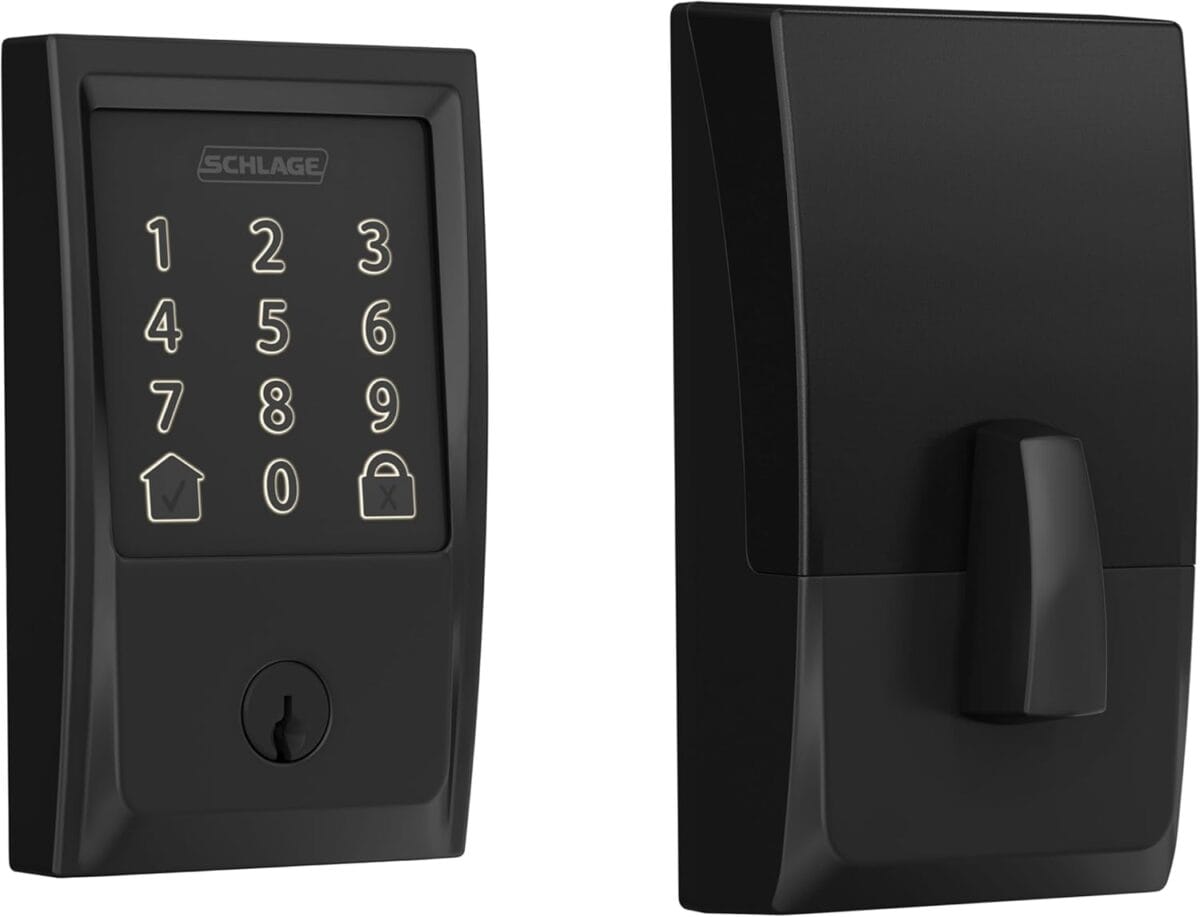 Schlage Encode Smart WiFi Deadbolt Lock for Front Door - Keyless Entry with App or Touchscreen - Works with Alexa, Apple HomeKit, Hey Google, & Airbnb - Create Codes for Guests - Matte Black