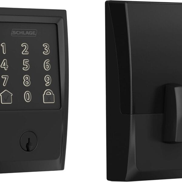 Schlage Encode Smart WiFi Deadbolt Lock for Front Door - Keyless Entry with App or Touchscreen - Works with Alexa, Apple HomeKit, Hey Google, & Airbnb - Create Codes for Guests - Matte Black