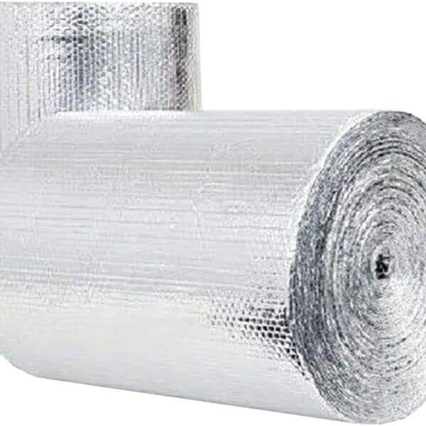 Double Sided Bubble Reflective Foil Insulation Rolls (4ft x 100 Ft) Aluminum Heat Shielding Sheet, Radiant Barrier Wrap for Heat Water and Radiation Attics Windows Garages Plumbing Etc