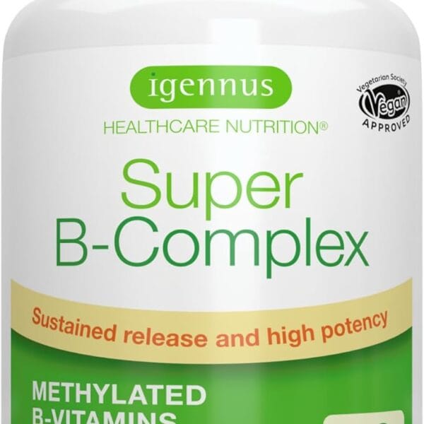 Igennus Super B-Complex Methylated B Vitamins, Sustained Release, Clean Label, MTHFR Supplement with Methylfolate & B12 Methylcobalamin, Vegan, Lab Verified, 60 Small Tablets