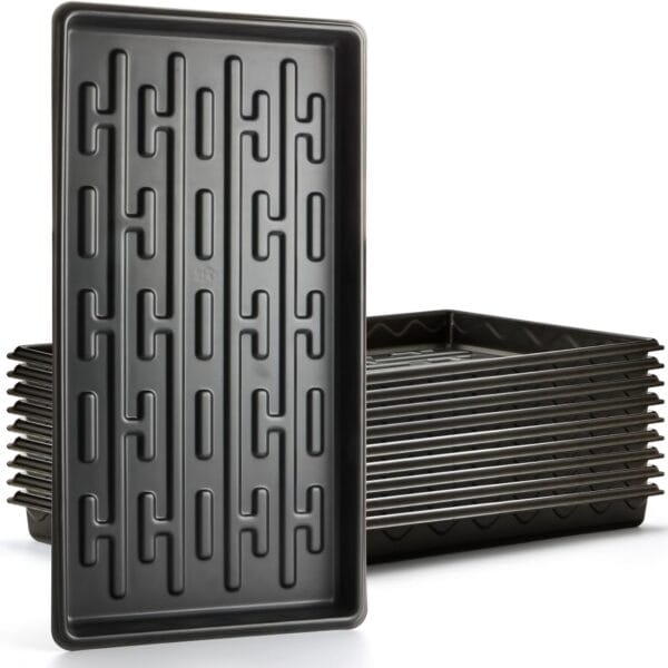 Shallow 1020 Nursery Flat Trays Specialized for Holding & Carrying 200 Cell Plug Seedling Trays (Height is 1.3"),Microgreen Germination Trays,10 Pack, No Holes (YB01, 10Pcs)