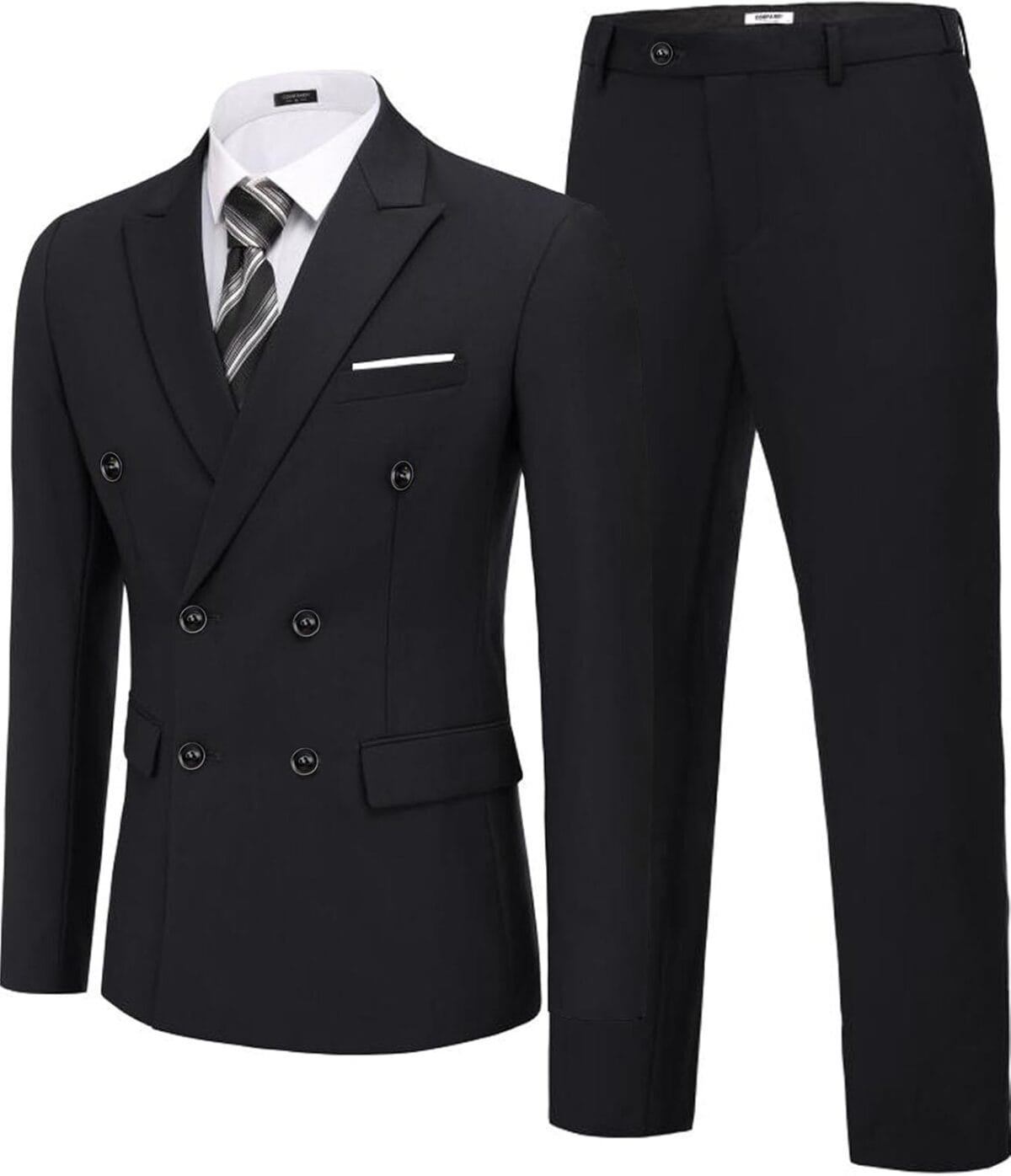COOFANDY Men's 2 Piece Double Breasted Suits Slim Fit Tuxedo Jacket and Dress Pants Set for Wedding Business Prom