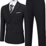 COOFANDY Men's 2 Piece Double Breasted Suits Slim Fit Tuxedo Jacket and Dress Pants Set for Wedding Business Prom